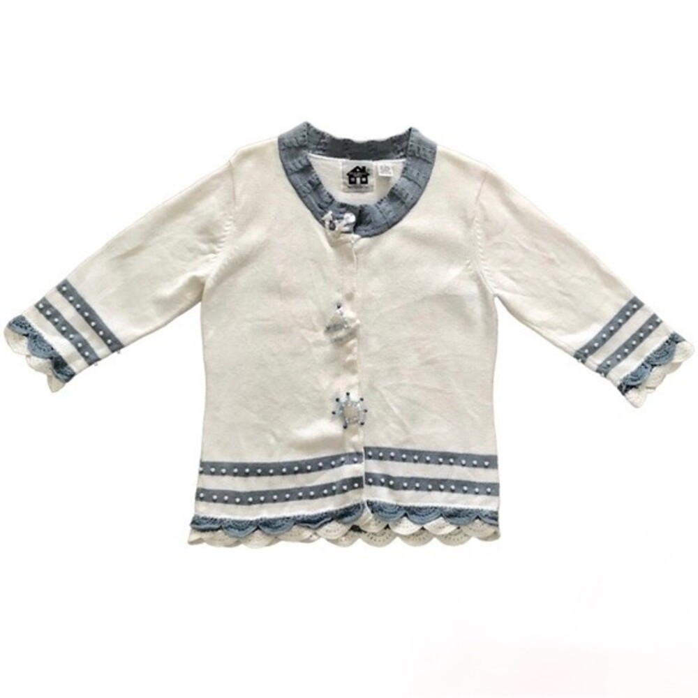 Storybook Knits It's a Shore Thing Nautical Cardigan Sweater Size Small Coastal